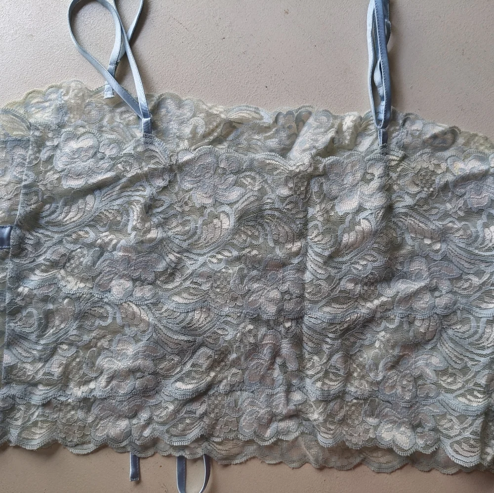 Light Blue Satin & Lace Sleep Set